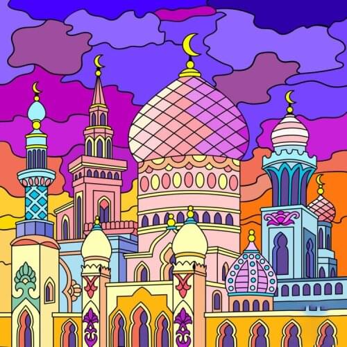 5D DIY Poured Glue Diamond Painting Kits Scalloped Edge Unique Handcraft Gift Home Wall Decoration Soft Canvas