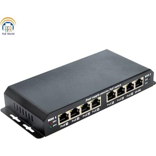 7 POE Port 1 UP link Ports Passive PoE Switch 100Mbps Surge Protection PoE Switch For IP Camera VOIP Phone