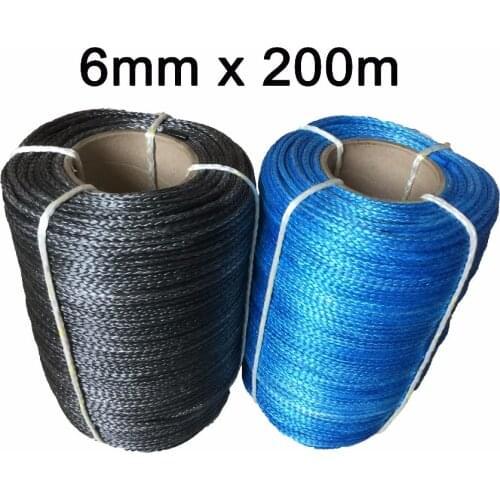 Free Shipping 6MM x 200M UHMWPE Fiber Synthetic Winch Tow Sailing Rope/Cable For ATV UTV SUV 4X4 4WD OFF-ROAD