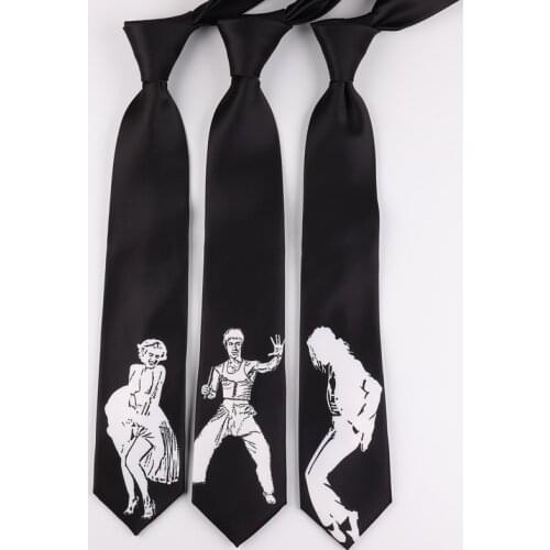 Free Shipping New Male mens Original design Mens Korean style student casual fun graffiti tie necktie Character print Bruce Le