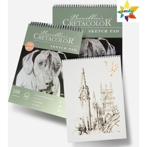 CRETACOLOR Sketch Pad,8/16/32 k ,acid free paper, drawing book ,Imported 100% wood pulp,Smooth,Pencil and charcoal painting