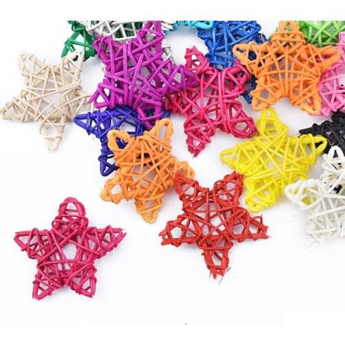 5PCS artificial straw stars wedding decorative flower wreath home Christmas decoration rattan ball curtain hanging accessories