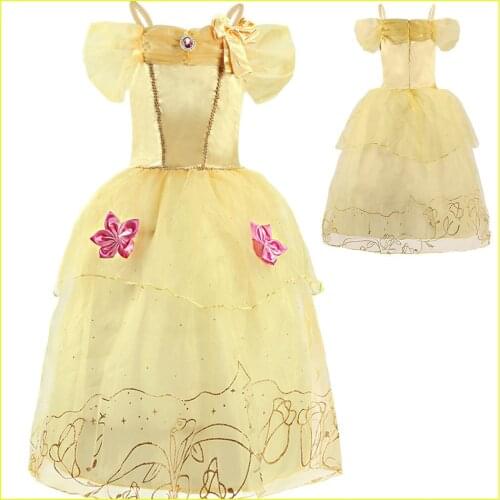 Beauty and The Beast Belle Dress Girl Belle Cosplay Costume Baby Girl Kids Christmas Birthday Party Prom Dress 2 4 6 8 10T