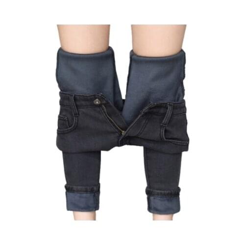 Jeans For Women Winter Plus Size warm Velvet Thicken Skinny Jeans woman High waist ladies Stretch Denim Pencil Pants trousers