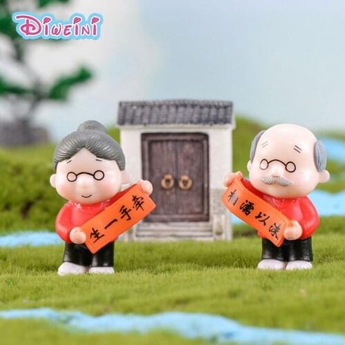Chinese New Year Lover Grandpa Model action Figure Miniature Figurine home Garden Dollhouse Decoration DIY Accessory toy gift