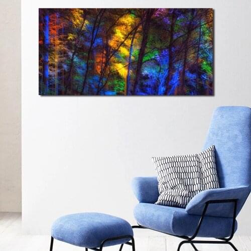 Colorful Forest Trees Wallpaper Art Canvas Poster Painting Oil Wall Picture Print Modern Kitchen Home Bedroom Decoration Artwork