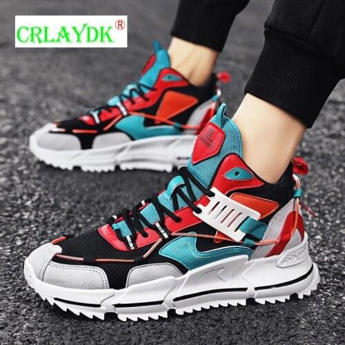 CRLAYDK Winter 2021 Men High Top Sneakers Sports Casual Thick Sole Breathable Walking Youth Boys Mesh Running Shoes for Students