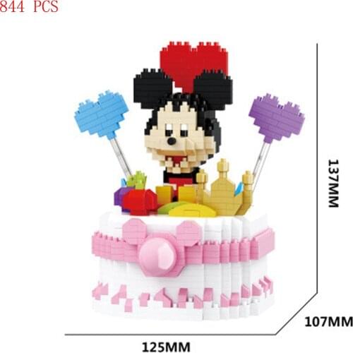 Hot Mickey Mouse Disneyland figures birthday cake food model bricks micro diamond Building blocks toys for child birthday gift