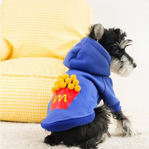 Hot Sale Cute Dog Sweater Blue Cartoon Printed HoodiesCotton Casual Fashion Pet Clothes for Small Medium Pet Clothes Accessories