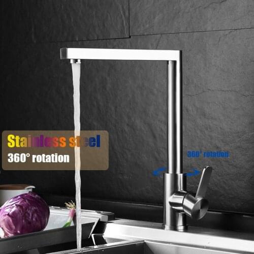 Stainless steel brushed kitchen faucet 360 degree rotation kitchen sink mixer water tap no paint no chromed original surface