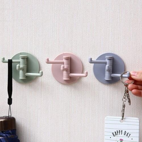 Multifunctional Bathroom Wall Shelf Hole-free Wall Hanging Non-marking Hanger 3 Rotatable Seamless Adhesive Hook Powerful Sticky