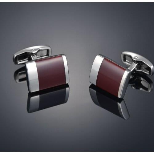 Cufflinks High quality French square dark red Cufflinks cuffs studs mens Cufflinks