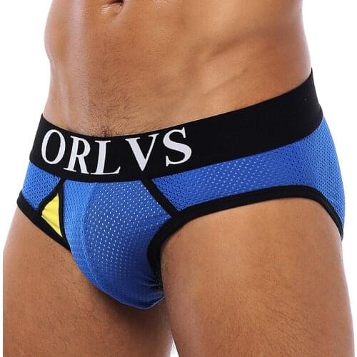 ORLVS Brand 50PC/LOT Wholesale Comfortable Underwear Men Briefs Nylon Breathable Male Underpants Quick Dry Mesh Men Briefs