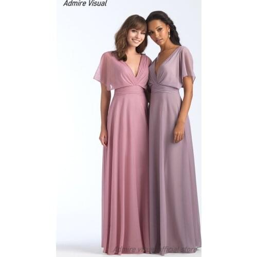 Bridesmaid-Dresses A-line Ever Honor Wedding V-Neck Neckline Long Floor-Length With For a Party Plus Size Vestido-De-Fiesta