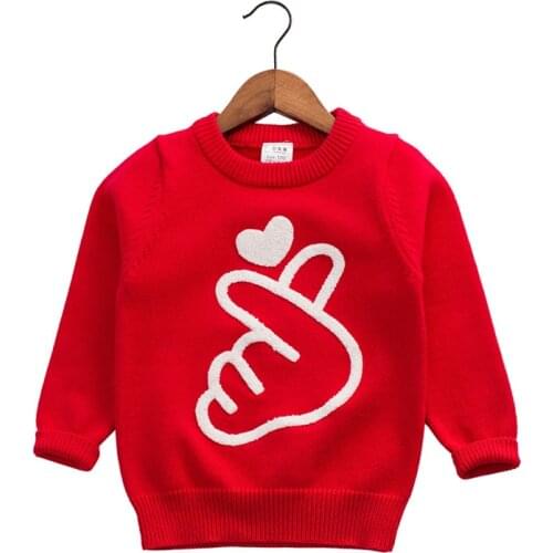 Clearance Girls Sweater Pullover Spring Knitting Love Heart Tops Girls Crochet Knitted Blouse Kids Knitwear Drop Shipping