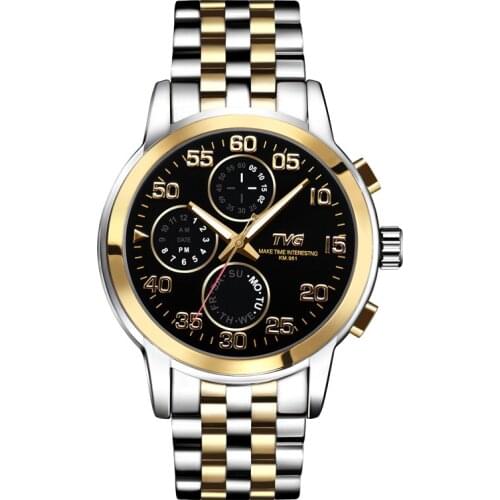 Luxury Men Sport Brand Watches TVG Stainless Steel Dual Display Quartz Watches Men Military Army Watches Multifunction Watches