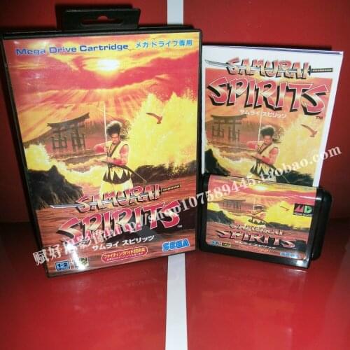 Sega MD game - Samurai spirits with Box and Manual for 16 bit Sega MD game Cartridge Megadrive Genesis system