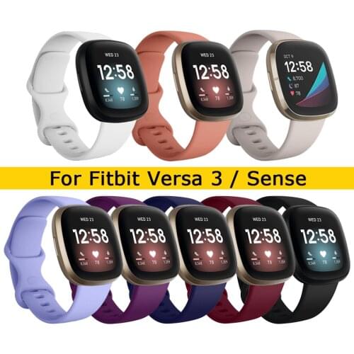 Silicone Band for Fitbit Versa 3 Smart Watch Double-Buck Waterproof Small Large Women Men Bracelet Band for Fitbit Sense Strap