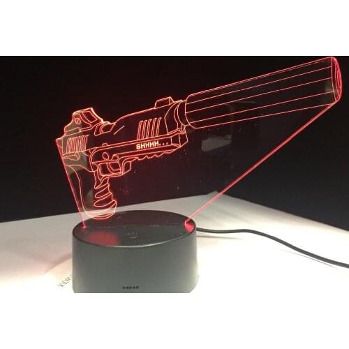 BLUE SILENCED SMG BATTLE ROYALE CUDDLE TEAM LEADER Scar Gun 3D Lamp Best Gift for Friends Family Night Decor Light Drop Shipping