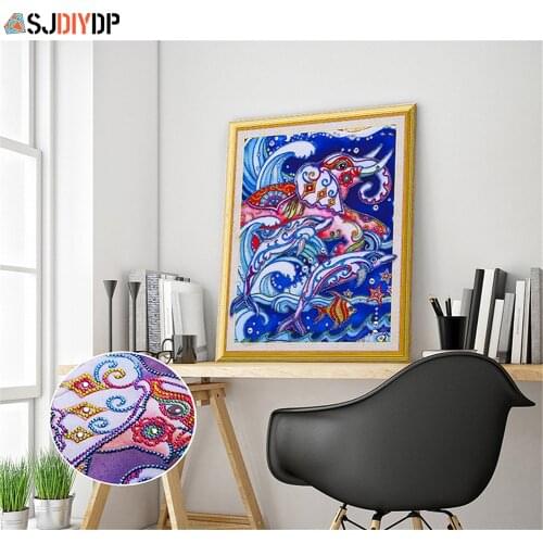SJDIYDP 5D Special Shaped Partial Drill Diamond Painting Rhinestones Animals Set Diamond Embroidery Cross Stitch Diamond 47X57cm