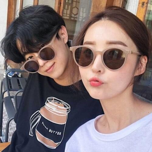 New Korean Retro Cat Eye Sunglasses Women fashion wild Round frame Sun Glasses Men brand design trend mirror UV400