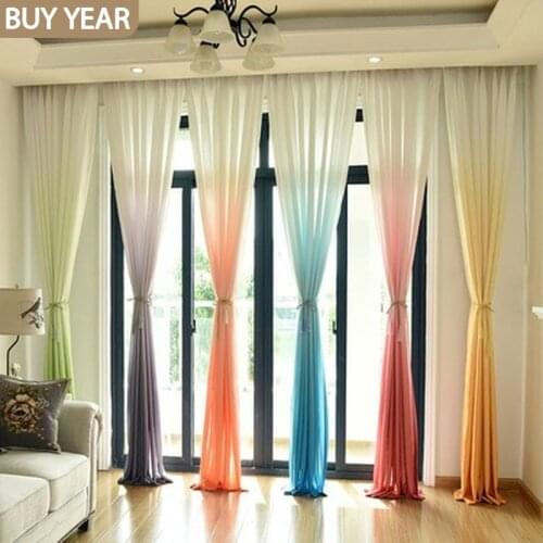 ModernCurtains for Living Dining Room Bedroom High-end Simple Imported Simple Thickened Three-colorGradient Curtain fashionTulle