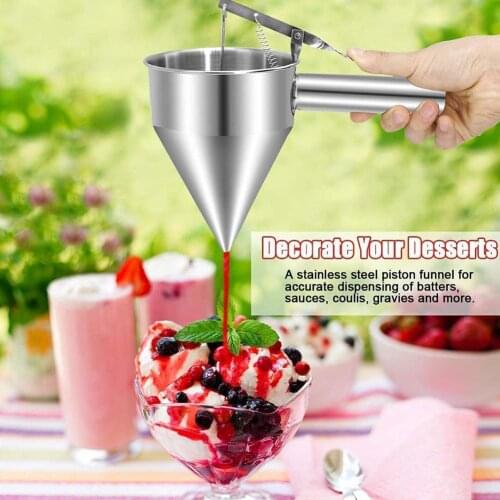 Steel Plunger Funnel with Funnel Drip Cream Sauce Stand Small Octopus Balls Tool With Rack Baking Cupcake Kitchen Tool