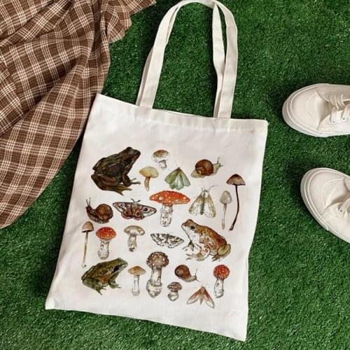 Frog Women Bags Large Capacity Harajuku Cartoon Vintage Hip Hop Shopping Bag Canvas Bag Funny Womens Shoulder Bags Kawaii Girls