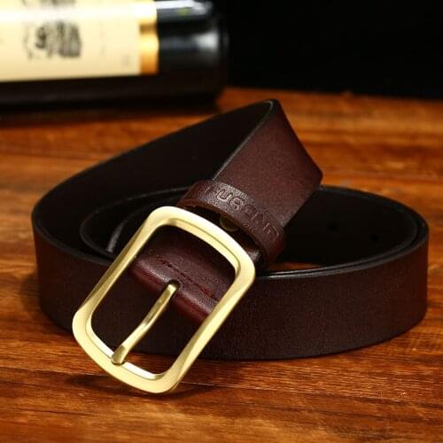 Vintage men designer belts genuine cow skin pin buckle 4 colors waist luxury brand full-grain fashion leather belts mens jeans