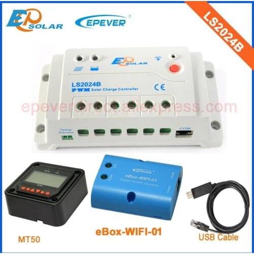 12V/24V battery charger panels solar home system LS2024B 20A EPEVER PWM solar controller Wifi for Phone MT50 remote Meter