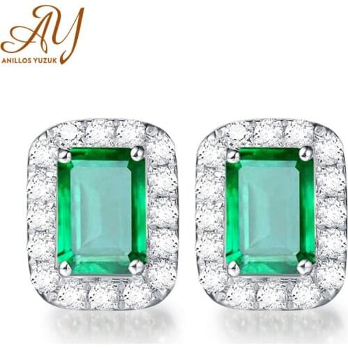 Anillos Yuzuk Hot Sale Green CZ Stud Earrings 925 Sterling Silver Earrings For Women Girls Korean Earrings Fashion Jewelry