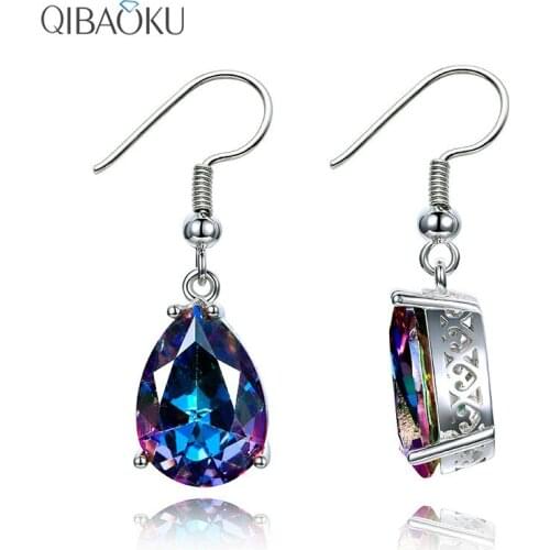 925 Sterling Silver Mystery Rainbow Crystal Earrings for Women Girl Ear Drop Earrings Engagement Party Jewelry