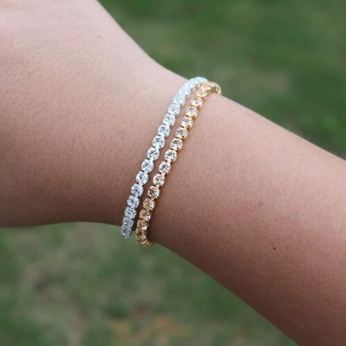 Cubic Zirconia Tennis Bracelets For Women Wedding Jewelry Iced Out Chain Crystal Bracelet Gold Silver Color Brazaletes Gift