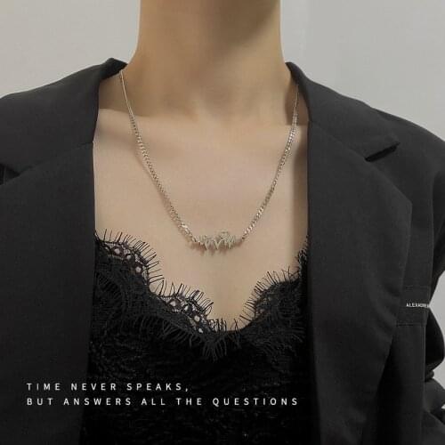 Heartbeat Woman Necklace Letter LOVE Necklace Women High Quality Hollow Party Chain Hip Hop Korean Stainless Collares Oorbellen