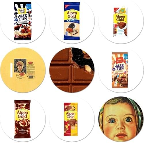 58mm alenka bar wonka chocolate Icons Pins Badge Decoration Brooches Metal Badges For Backpack Decoration