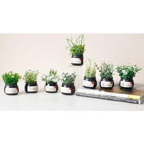 10pcs Mini Bonsai Simulation Decorative Artificial Flowers Fake Green Pot Plants Ornaments Home Decor