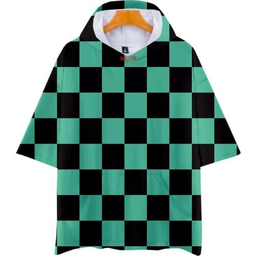 Anime Demon Slayer Kimetsu No Yaiba Cosplay Costumes Hoody Tshirt Men Women O-Neck T-shirt Hooded T Shirt Summer Pocket Clothes