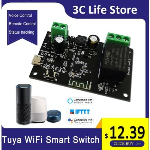 Tuya WiFi Switch Wireless Relay Module Single-way Time Remote Switch APP Remote Control Compatible with Amazon Alexa Google Home
