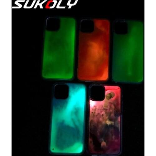 Glitter Luminous Neon Sand Case For iPhone 12 6 7 8 Plus 11 Pro X XS MAX XR Liquid Quicksand Glow The Dark Soft Phone Case Cover