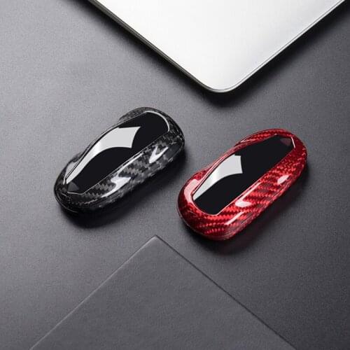 Real Carbon Fiber Car Key Case Cover For Tesla Model S Model 3 Car Styling Accessories Protect Shell Holder