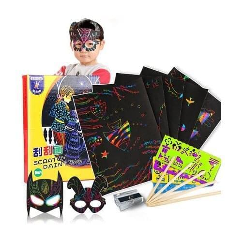 Childrens colorful scraping paper 50 100 sheets diy handmade a4 8K scratching painting non-toxic scraping paper sand painting