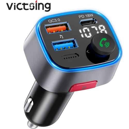 VicTsing BH478 Bluetooth V5.0 Bluetooth FM Transmitter QC3.0 and 18W Wireless Radio Adapter Bass Sound Hi-Fi Music MP3 Player