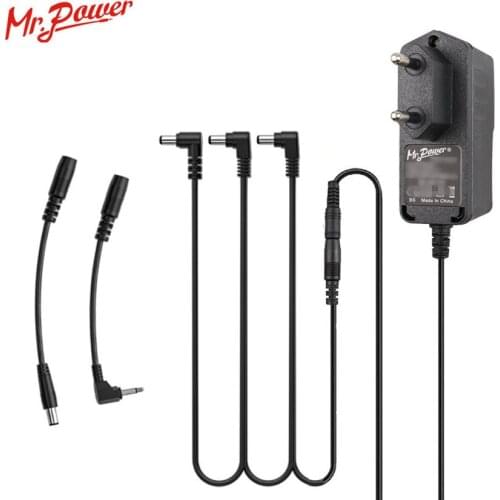 3 Way Daisy Chain Cables Electric Guitar Effect Pedal Power Supply Adapter with Reverse Polarity Lead and Positive Tip Converter