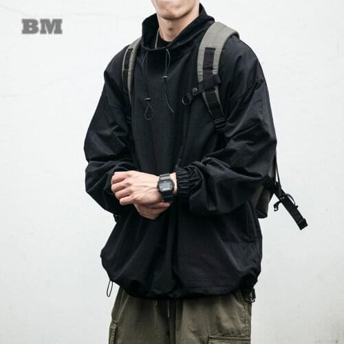 Streetwear Fashion High Quality Casual Stand Jacket Men Clothing Japanese Hip Hop Pullover Harajuku Cargo Top Outdoor Coat Male