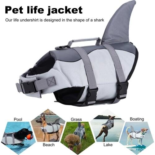 Summer Dog Life Vest High Quality Dogs Life Jacket Shark Vests with Rescue Handle Pet Dogs Safety Swimsuit for Swimming Training