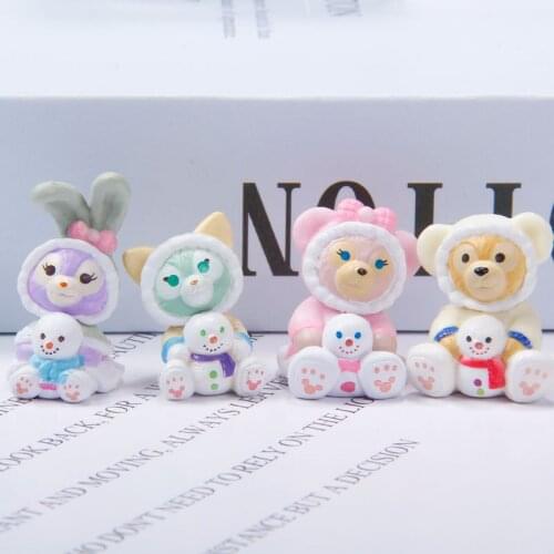 Disney 3cm Mini Cosplay Duffy Stella Lou Gelatoni Cat ShellieMay Action Figure Toy Kawaii Snowman Series Toy Kid Girl Xmas Gifts