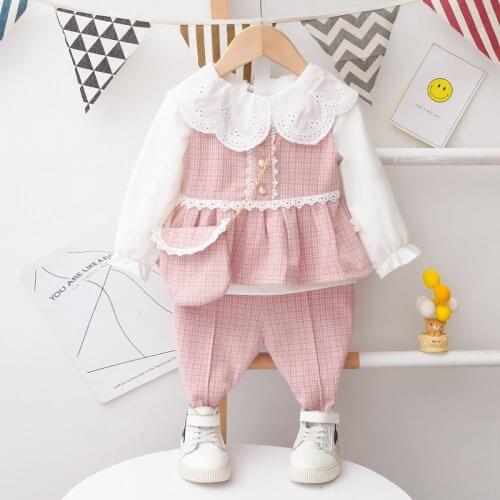 Girls Fashion Clothing Sets Spting Autumn Children Cotton Coat Pants Tracksuits For Daby 1-5 Years Toddler Birthday Outfits Suit