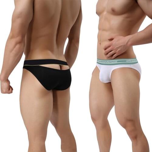 ORLVS Mens Briefs Gay Sexy Underwear Hollow Out Mens Underpants Cotton Comfort New Sissy Panties Mens Underware Slip Hombre