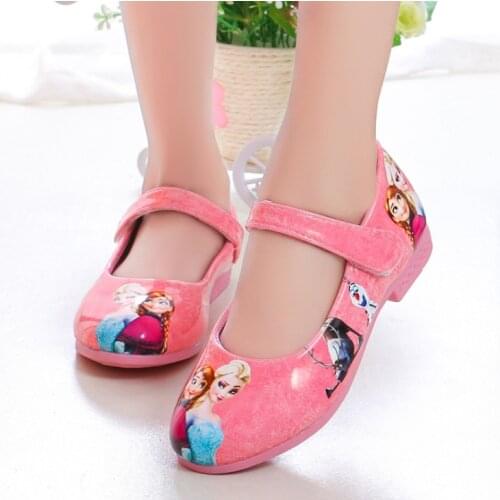Disney New Kids Elsa Casual Shoes girls Frozen Princess soft cartoon shoes Childrens cartoon pearl leather shoes