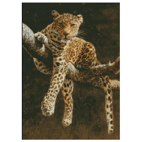 Top Quality hotselling lovely counted cross stitch kit leopard panther on tree animal